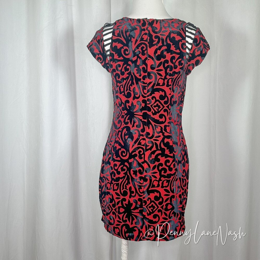 Shakuhachi Red Burnout Velvet Mini Bodycon Dress - Picture 8 of 10